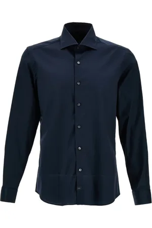 FAY Hombre, Camisas, Azul, Talla: M