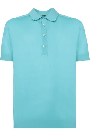 MOORER Hombre, Camisetas, Azul, Talla: L