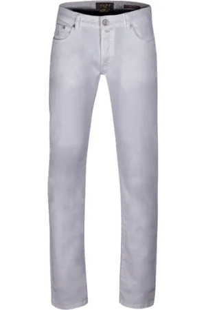 MOORER Hombre, Pantalones, Blanco, Talla: W34