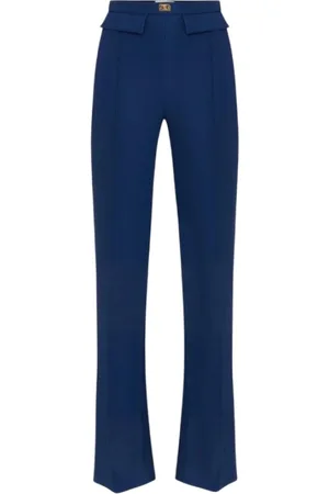 Elisabetta Franchi Mujer, Pantalones, Azul, Talla: S