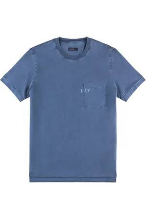 FAY Hombre, Camisetas, Azul, Talla: L
