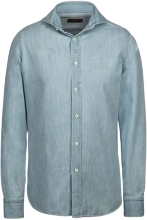 MOORER Hombre, Camisas, Azul, Talla: XL