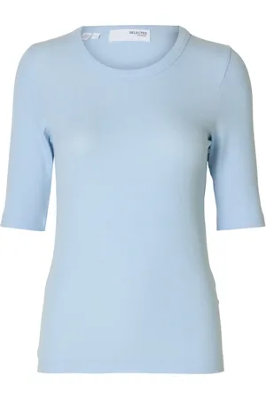 SELECTED Mujer, Camisetas, Azul, Talla: XS