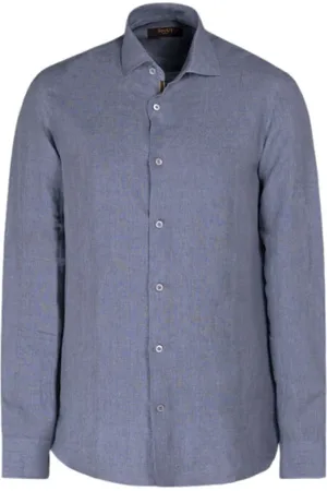 MOORER Hombre, Camisas, Azul, Talla: XL