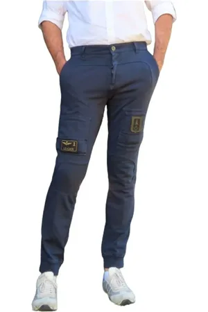Aeronautica Militare Hombre, Vaqueros, Azul, Talla: M
