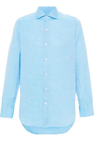 Finamore Hombre, Camisas, Azul, Talla: 3XL