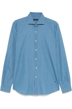 FAY Hombre, Camisas, Azul, Talla: 4XL