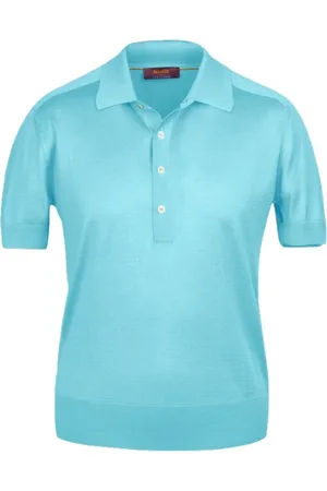 MOORER Hombre, Camisetas, Azul, Talla: M