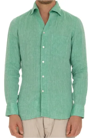 Finamore Hombre, Camisas, Verde, Talla: 3XL