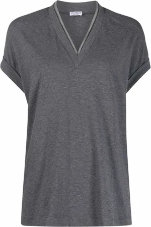 Brunello Cucinelli Mujer, Camisetas, Gris, Talla: M