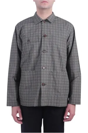Universal Works Hombre, Camisas, Gris, Talla: M