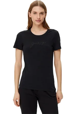 Guess Mujer, Camisetas, Negro, Talla: S
