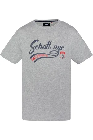 Schott NYC Hombre, Camisetas, Gris, Talla: M