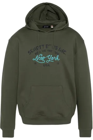 Schott NYC Hombre, Sudaderas, Verde, Talla: S