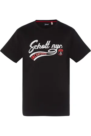 Schott NYC Hombre, Camisetas, Negro, Talla: L