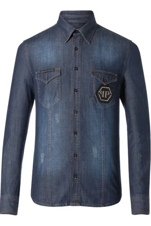 Philipp Plein Hombre, Camisas, Azul, Talla: S