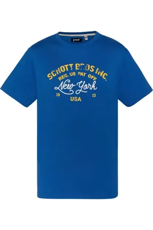 Schott NYC Hombre, Camisetas, Azul, Talla: XL