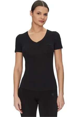Guess Mujer, Camisetas, Negro, Talla: S