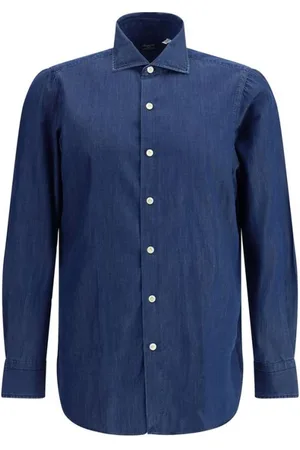 Finamore Hombre, Camisas, Azul, Talla: 4XL