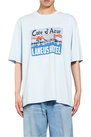 LANEUS Hombre, Camisetas, Azul, Talla: S