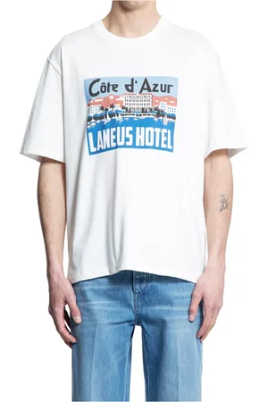 LANEUS Hombre, Camisetas, Blanco, Talla: S