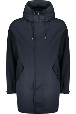 MOORER Hombre, Abrigos, Azul, Talla: L