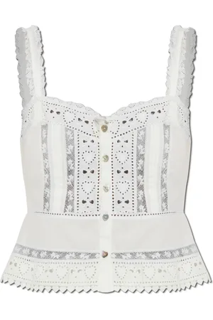 LOVESHACKFANCY Mujer, Camisetas, Blanco, Talla: M