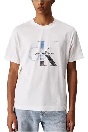 Calvin Klein Hombre, Camisetas, Blanco, Talla: L