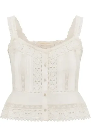 LOVESHACKFANCY Mujer, Camisetas, Blanco, Talla: M
