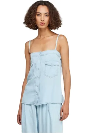 SEMICOUTURE Mujer, Camisetas, Azul, Talla: S