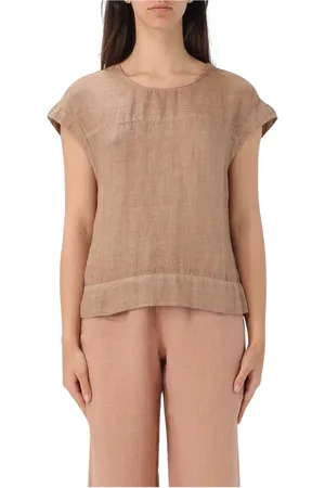120% Lino Mujer, Blusas y Camisas, Marrón, Talla: M