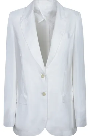 120% Lino Mujer, Chaquetas, Blanco, Talla: L