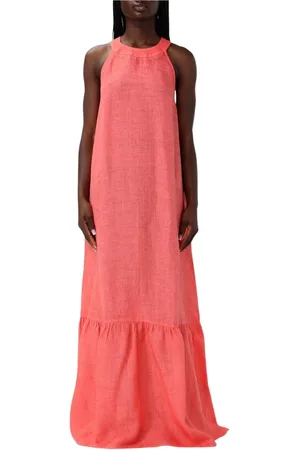 120% Lino Mujer, Vestidos, Rojo, Talla: M