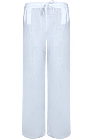 120% Lino Mujer, Pantalones, Blanco, Talla: M