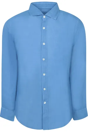 120% Lino Hombre, Camisas, Azul, Talla: S