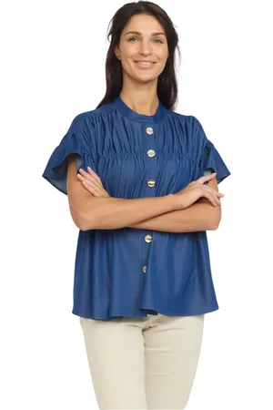 2-Biz Mujer, Blusas y Camisas, Azul, Talla: 2XL