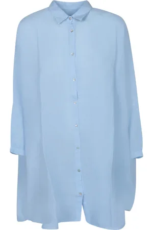 120% Lino Mujer, Blusas y Camisas, Azul, Talla: L