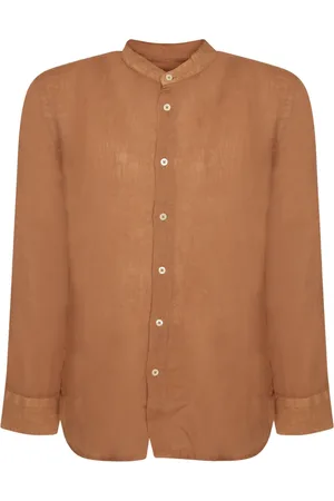 120% Lino Hombre, Camisas, Marrón, Talla: L
