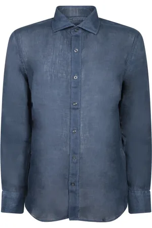 120% Lino Hombre, Camisas, Azul, Talla: S