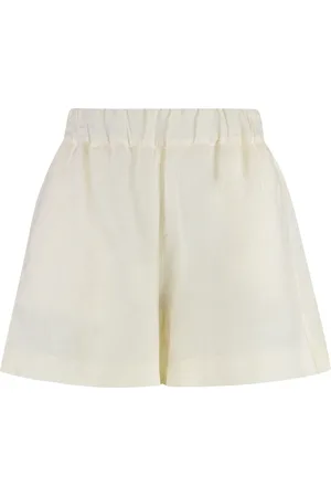 120% Lino Mujer, Pantalones cortos, Blanco, Talla: XS