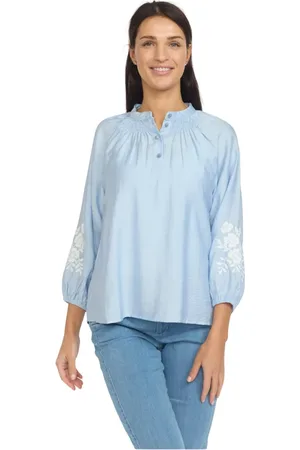 2-Biz Mujer, Blusas y Camisas, Azul, Talla: M