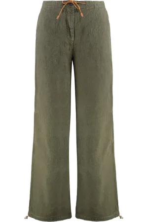120% Lino Mujer, Pantalones, Verde, Talla: 2XS