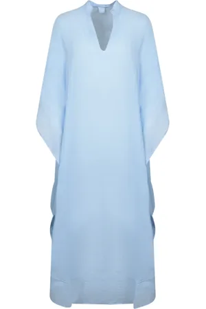 120% Lino Mujer, Vestidos, Azul, Talla: S
