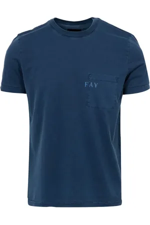 FAY Hombre, Camisetas, Azul, Talla: L