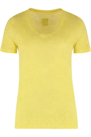 120% Lino Mujer, Camisetas, Amarillo, Talla: M