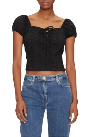 Guess Mujer, Camisetas, Negro, Talla: S