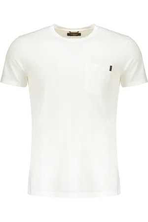 MOORER Hombre, Camisetas, Blanco, Talla: S