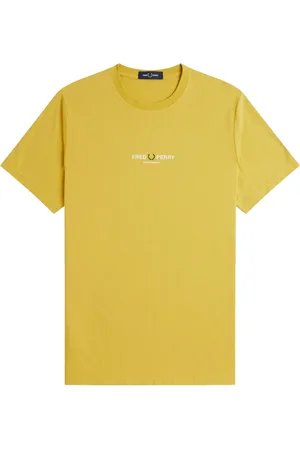 Fred Perry Hombre, Camisetas, Amarillo, Talla: L