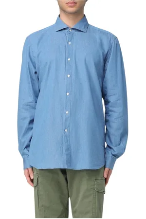 FAY Hombre, Camisas, Azul, Talla: L