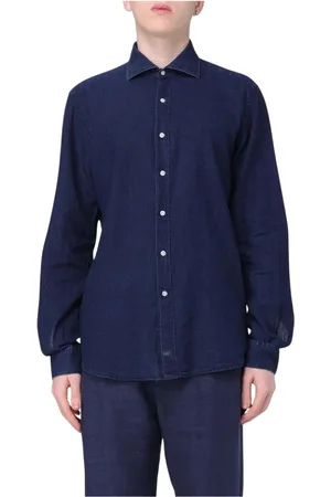 FAY Hombre, Camisas, Azul, Talla: L